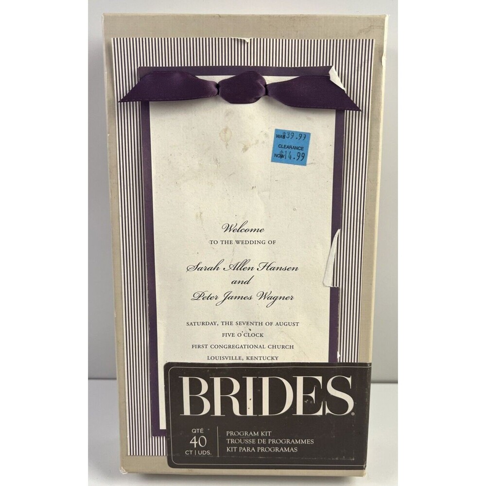 Wedding Collection 160 Program Papers Kit 40 Backers/Ribbons New Opened
